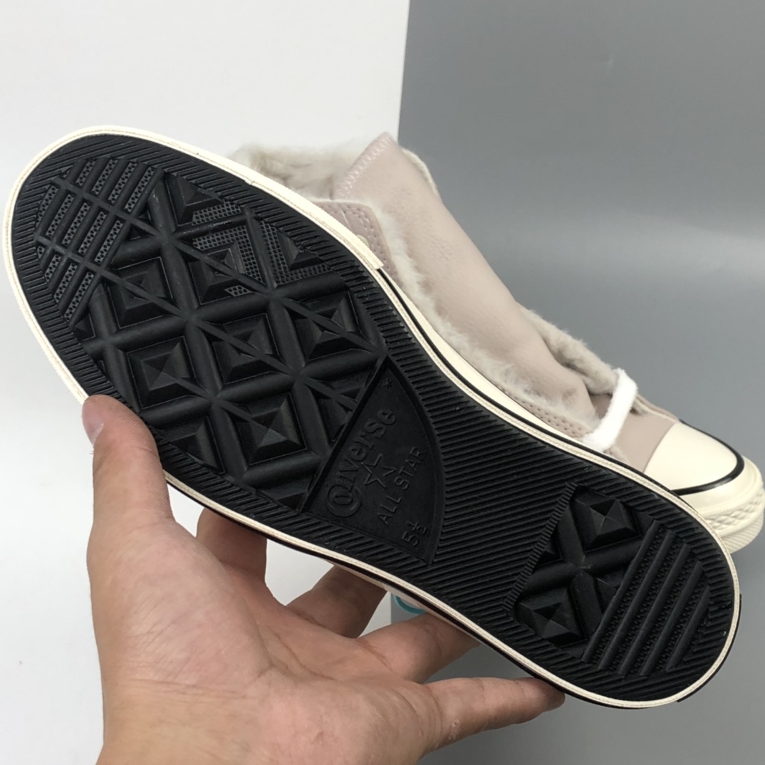 150 加绒款 Converse Chuck 70s 匡威浅粉皮面高帮休闲板鞋 569514C