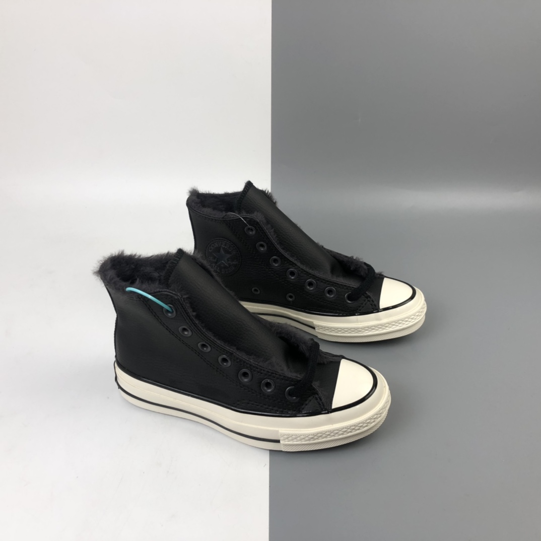 150 加绒款 Converse Chuck 70s 匡威黑白皮面高帮休闲板鞋 569516C