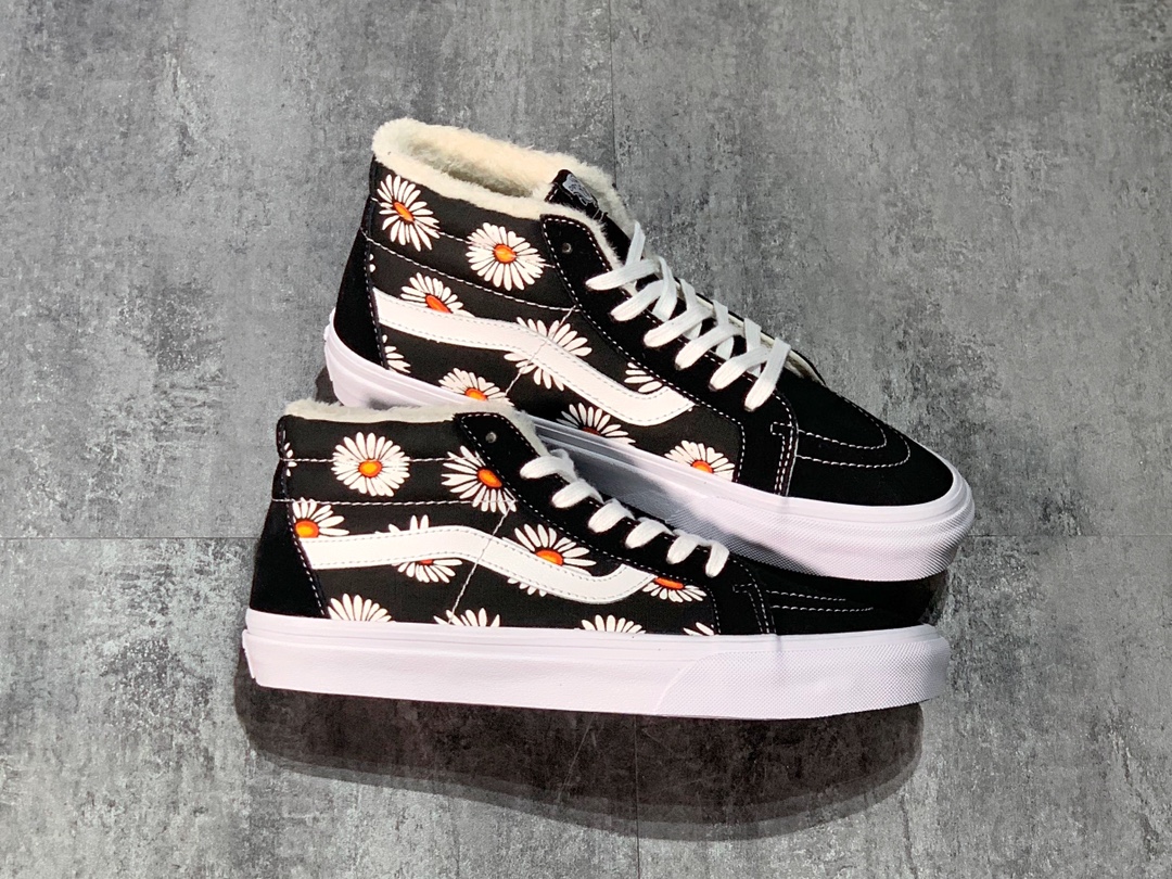 150 Vans SK8-Mid 小雏菊 入冬加棉保暖款权志龙GD曾在他上脚的Vans上画了小雏菊火了起来