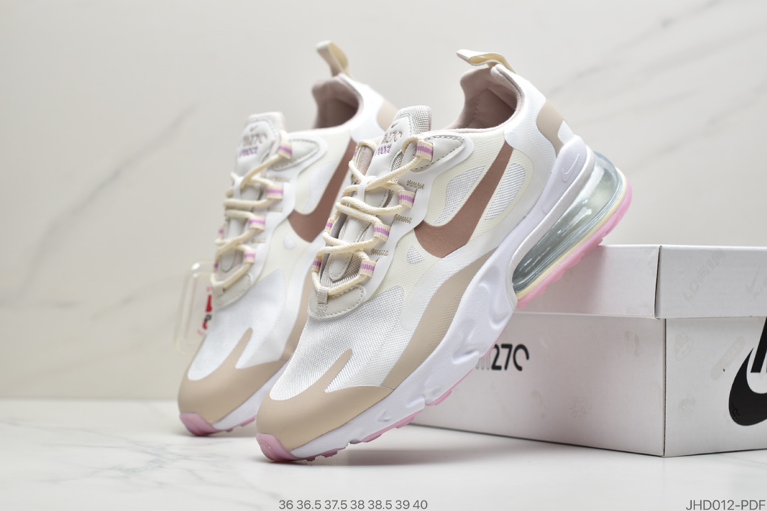 190 公司级耐克Nike Wmns Air Max 270 React ”White/Light Blue”270瑞亚赛车系列后半掌气垫百搭运动慢跑鞋 CU9333-100