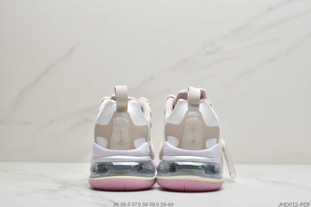 190 公司级耐克Nike Wmns Air Max 270 React ”White/Light Blue”270瑞亚赛车系列后半掌气垫百搭运动慢跑鞋 CU9333-100