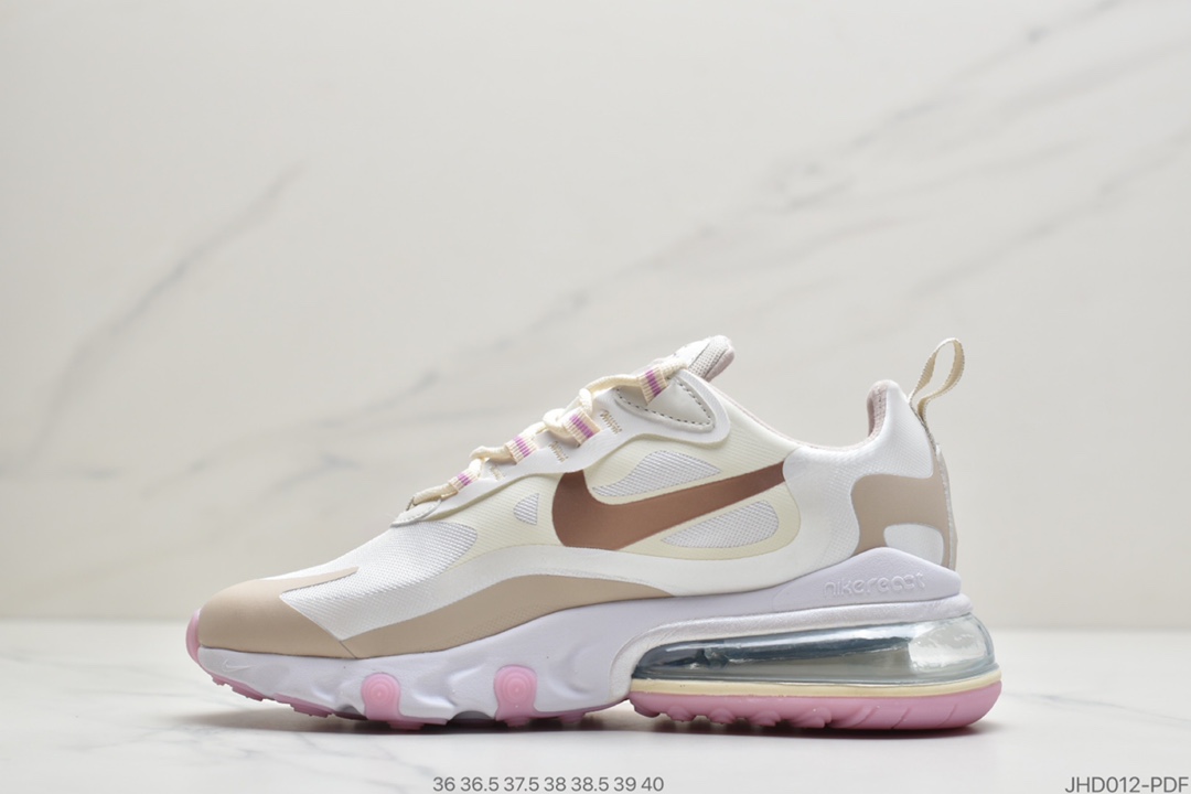 190 公司级耐克Nike Wmns Air Max 270 React ”White/Light Blue”270瑞亚赛车系列后半掌气垫百搭运动慢跑鞋 CU9333-100