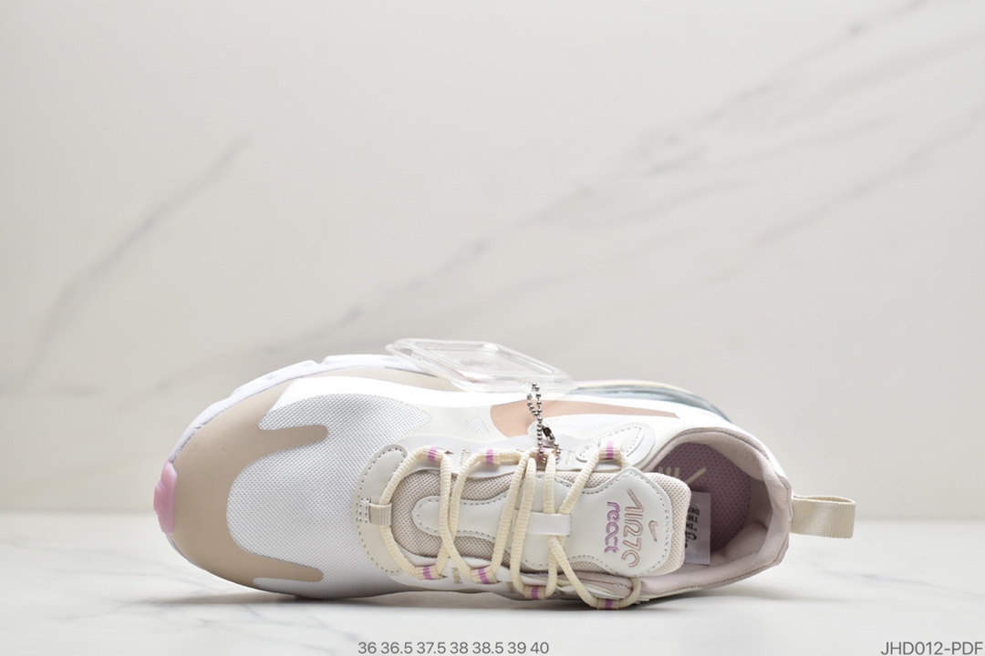 190 公司级耐克Nike Wmns Air Max 270 React ”White/Light Blue”270瑞亚赛车系列后半掌气垫百搭运动慢跑鞋 CU9333-100