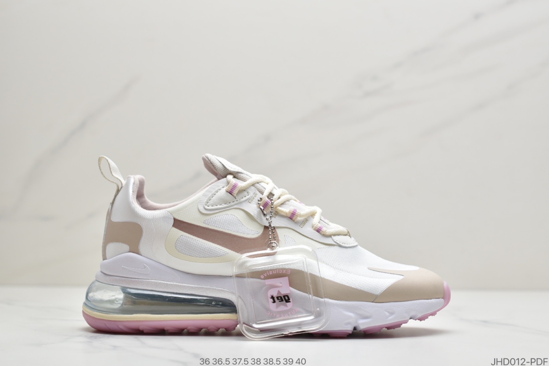 190 公司级耐克Nike Wmns Air Max 270 React ”White/Light Blue”270瑞亚赛车系列后半掌气垫百搭运动慢跑鞋 CU9333-100