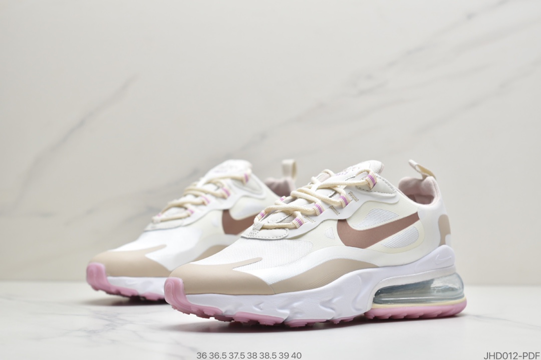 190 公司级耐克Nike Wmns Air Max 270 React ”White/Light Blue”270瑞亚赛车系列后半掌气垫百搭运动慢跑鞋 CU9333-100