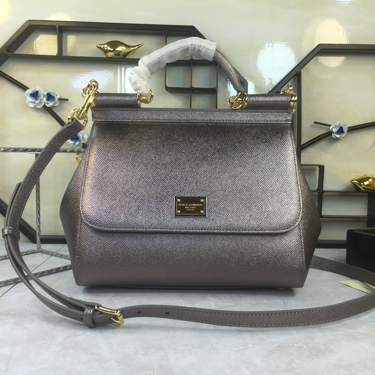 Luxurious Platinum Gift Bags with Imported Pelt and Hardware