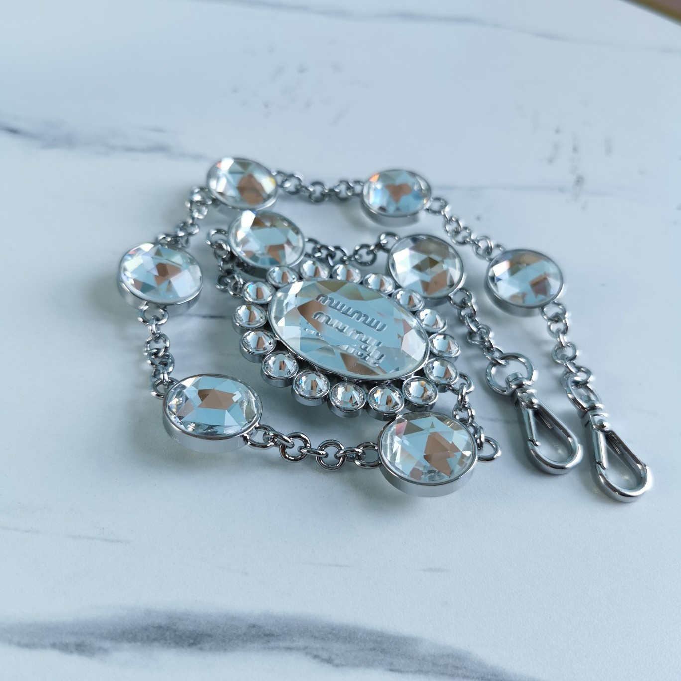 MIUMIU缪缪小提花皱褶凸纹压花钻石链条包5BD233