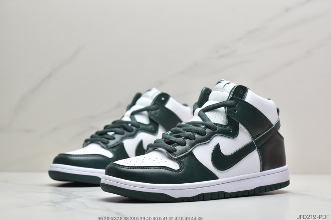 170 耐克Nike SB Dunk High Pro”Pro Green”扣篮系列高帮休闲运动滑板板鞋“暗色绿白”CZ8149-100