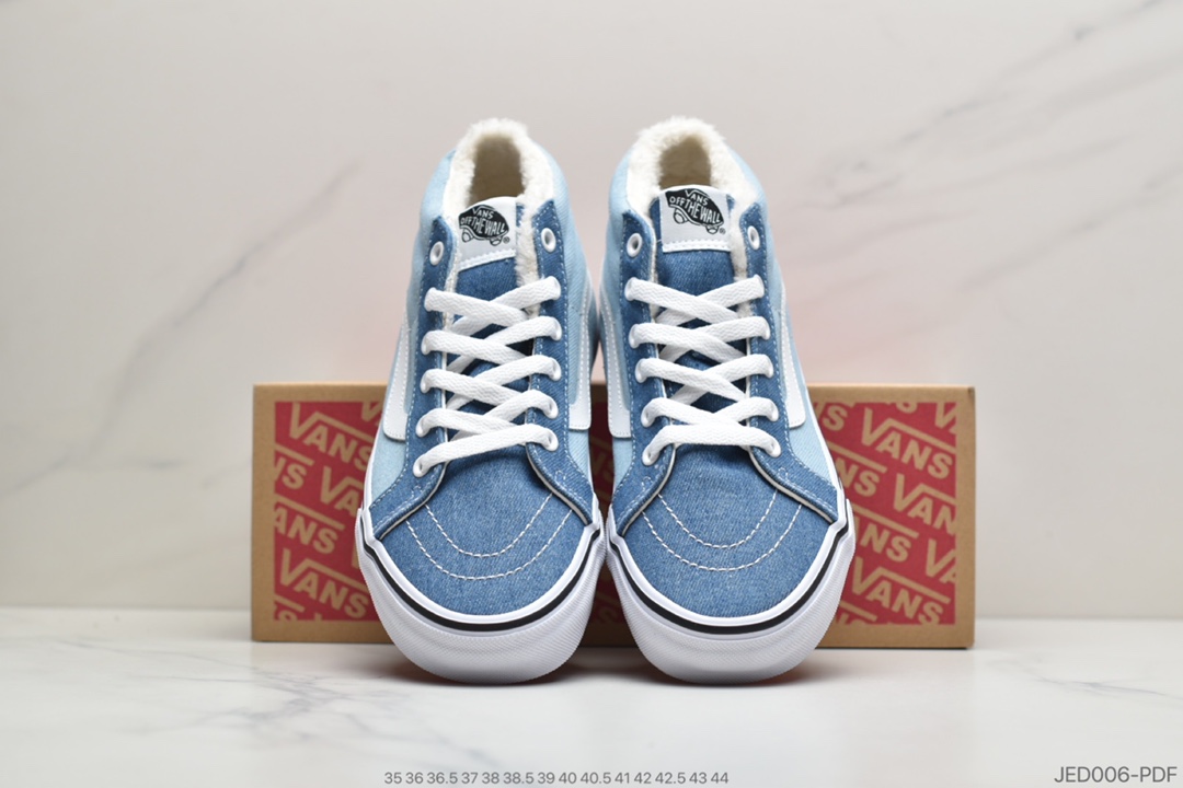150 公司级加绒万斯VANS牛仔帆布蓝加绒高端SK8-MID经典中帮板鞋VN0A3MV8Q69