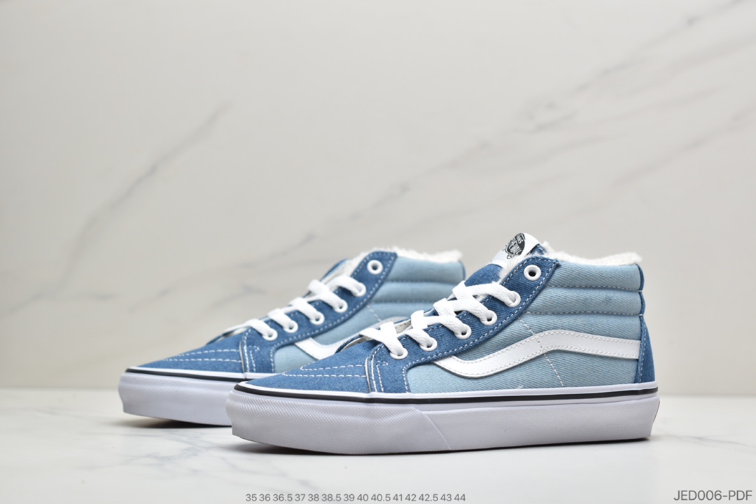 150 公司级加绒万斯VANS牛仔帆布蓝加绒高端SK8-MID经典中帮板鞋VN0A3MV8Q69