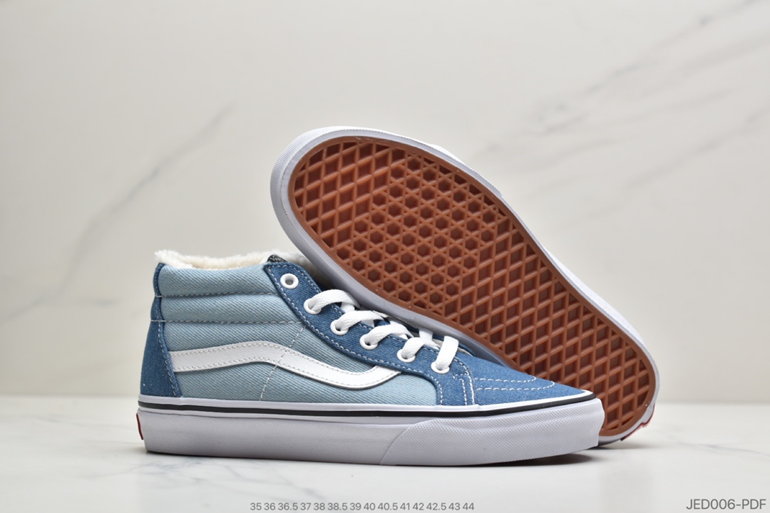 150 公司级加绒万斯VANS牛仔帆布蓝加绒高端SK8-MID经典中帮板鞋VN0A3MV8Q69