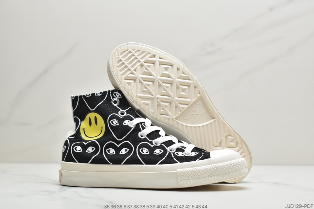 130 匡威新款川久保玲笑脸联名日版限定款Converse x CDG PLAY X SMILEY Chuck Taylor All Star高帮帆布鞋