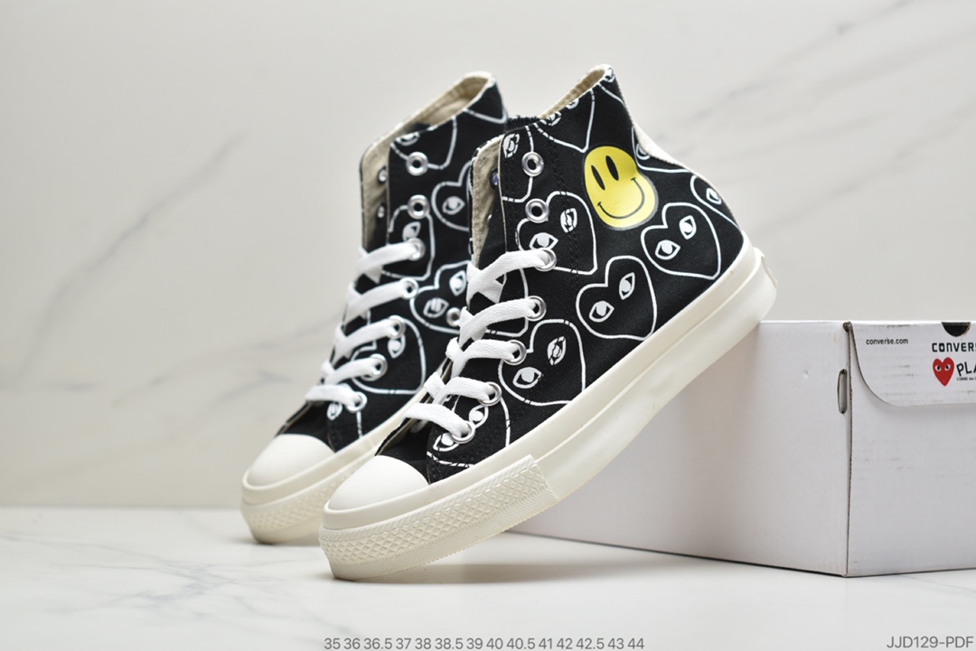 130 匡威新款川久保玲笑脸联名日版限定款Converse x CDG PLAY X SMILEY Chuck Taylor All Star高帮帆布鞋