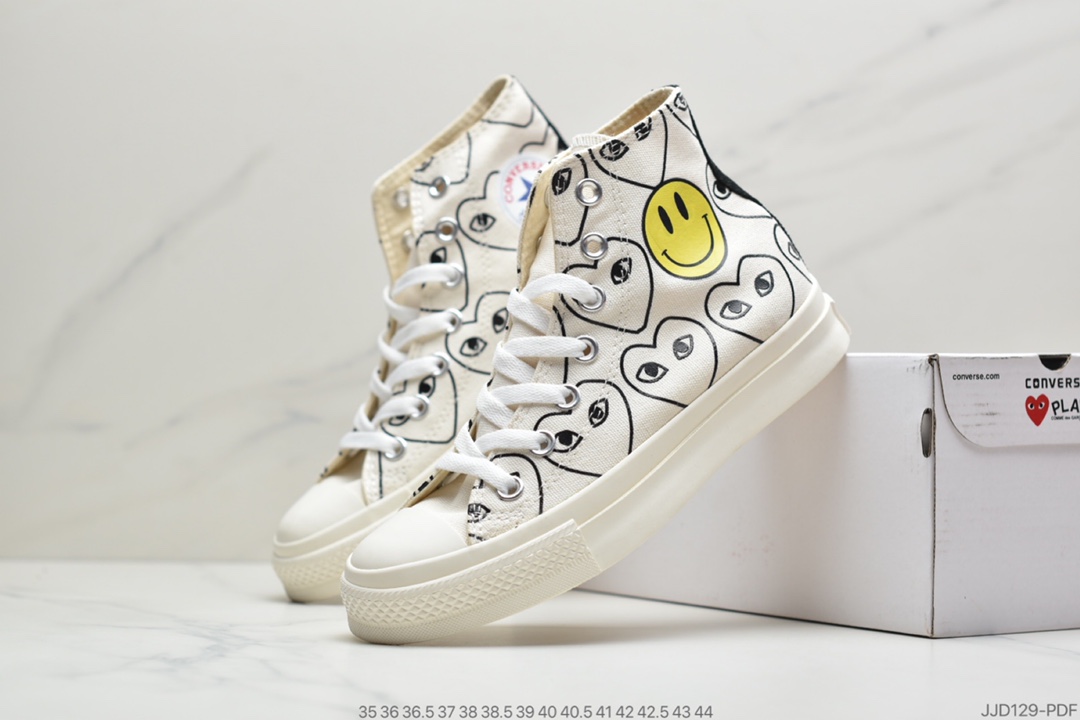 130 匡威新款川久保玲笑脸联名日版限定款Converse x CDG PLAY X SMILEY Chuck Taylor All Star高帮帆布鞋