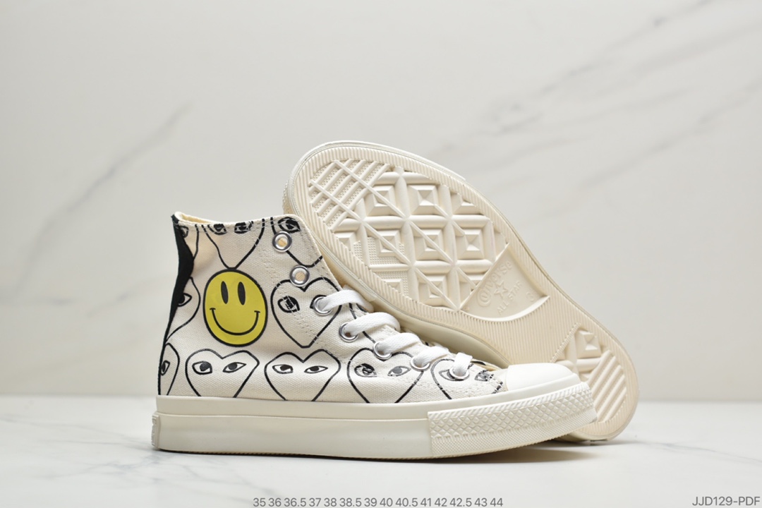 130 匡威新款川久保玲笑脸联名日版限定款Converse x CDG PLAY X SMILEY Chuck Taylor All Star高帮帆布鞋