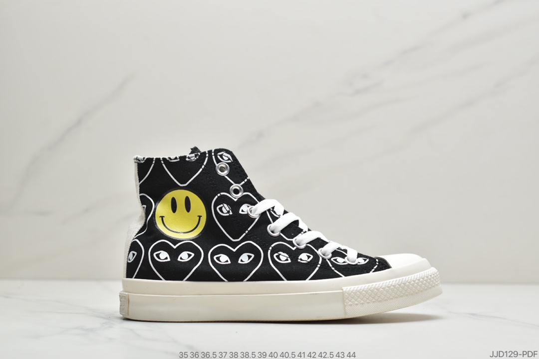 130 匡威新款川久保玲笑脸联名日版限定款Converse x CDG PLAY X SMILEY Chuck Taylor All Star高帮帆布鞋