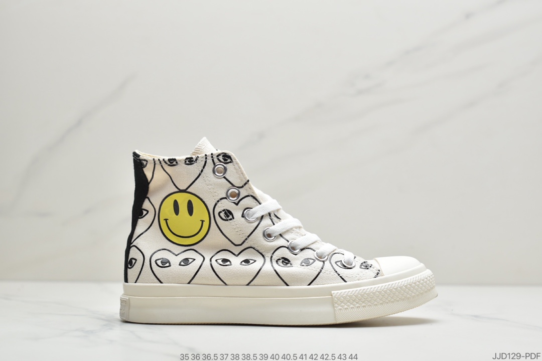 130 匡威新款川久保玲笑脸联名日版限定款Converse x CDG PLAY X SMILEY Chuck Taylor All Star高帮帆布鞋