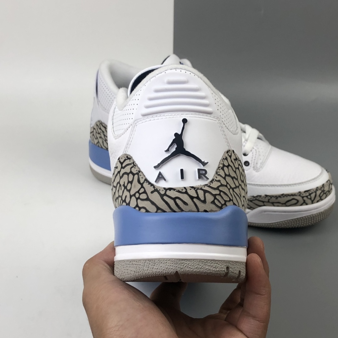 380 Air Jordan 3 UNC AJ3北蓝卡白蓝爆裂纹篮球鞋 CT8532-104