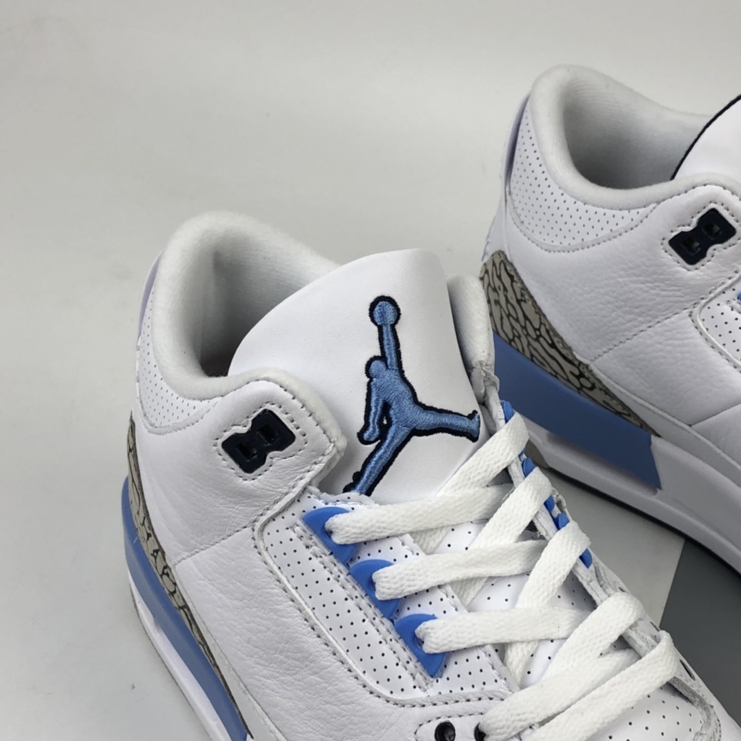 380 Air Jordan 3 UNC AJ3北蓝卡白蓝爆裂纹篮球鞋 CT8532-104
