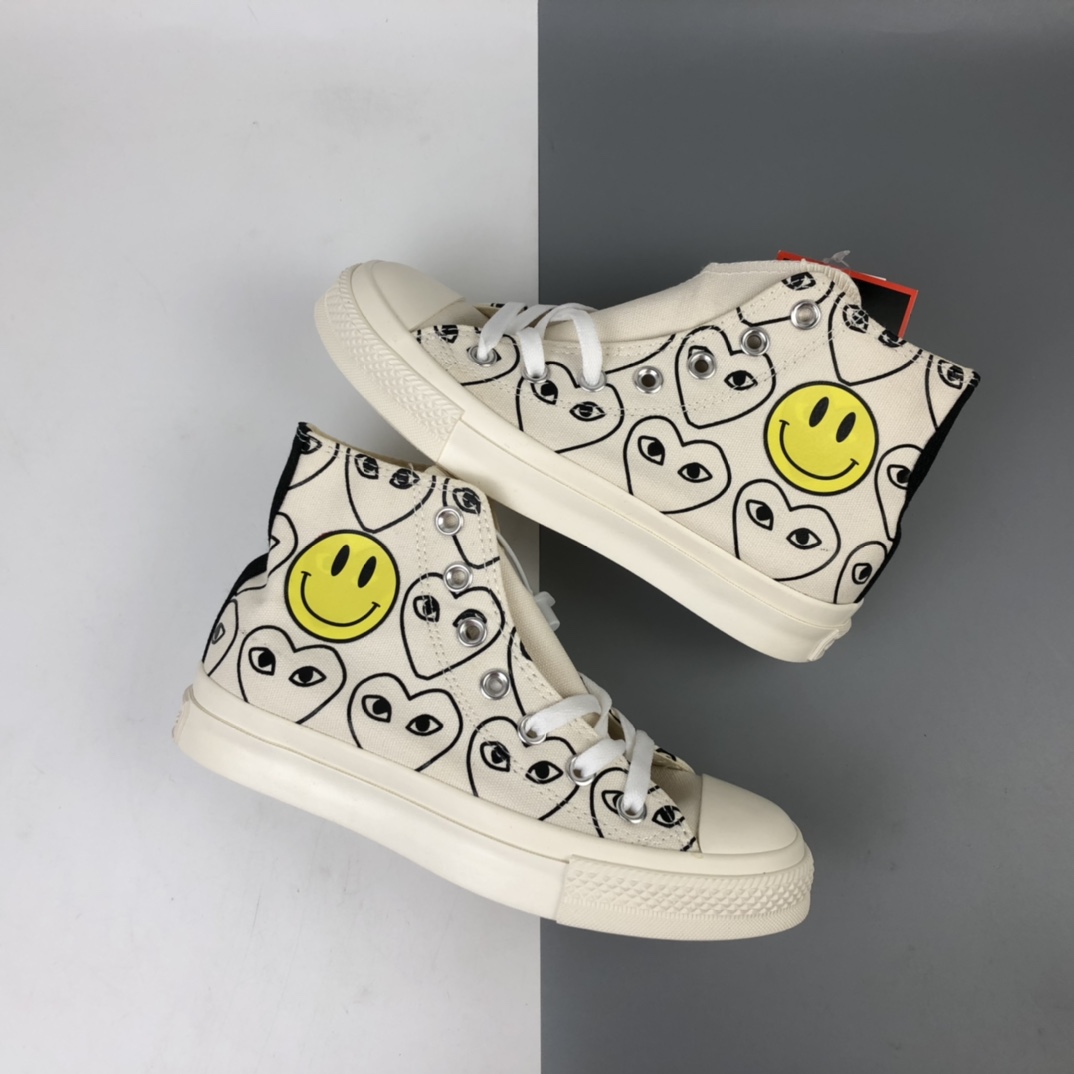 130 Converse x CDG Play x Smiley 2020匡威新款川久保玲笑脸联名日版限定款高帮板鞋 1CK811