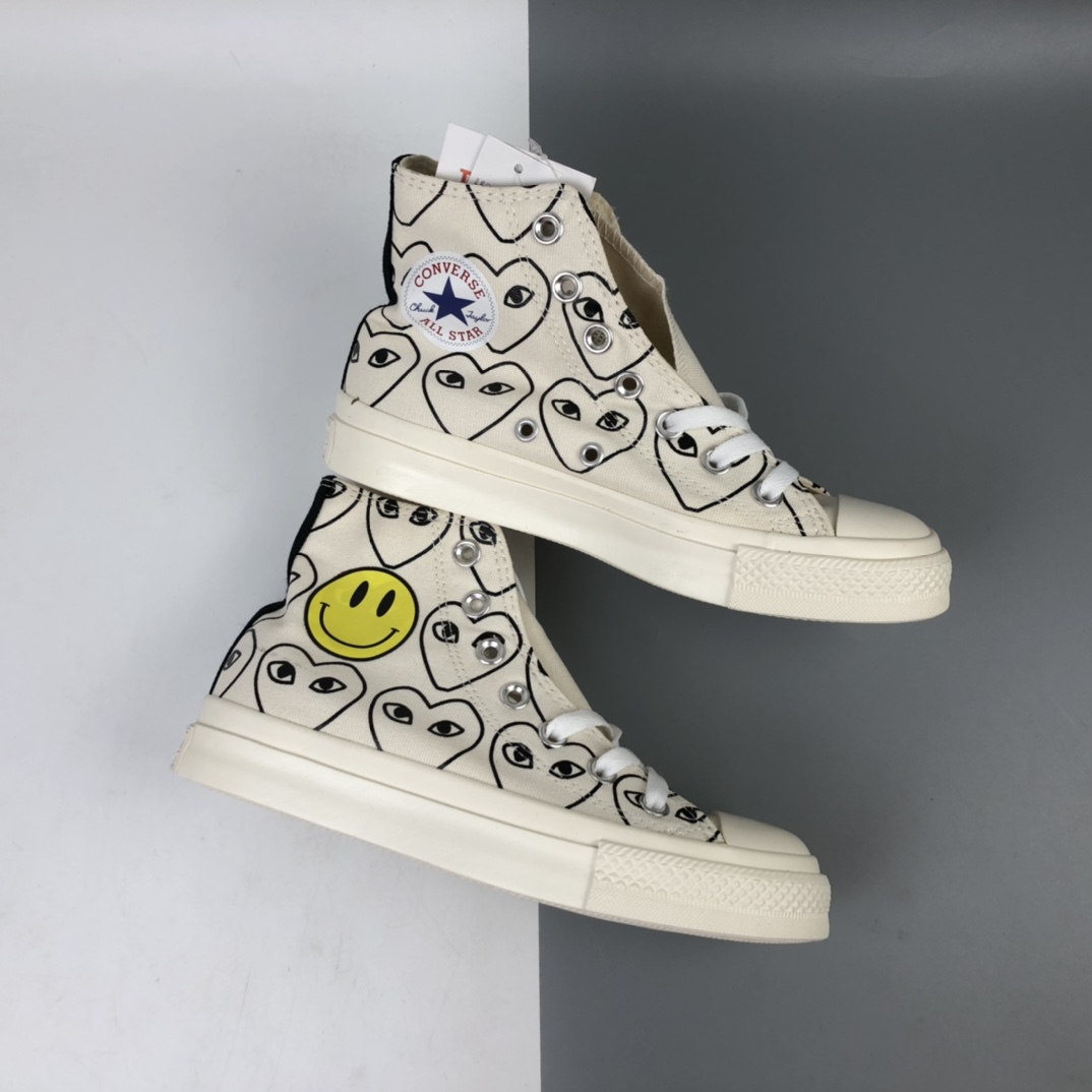 130 Converse x CDG Play x Smiley 2020匡威新款川久保玲笑脸联名日版限定款高帮板鞋 1CK811