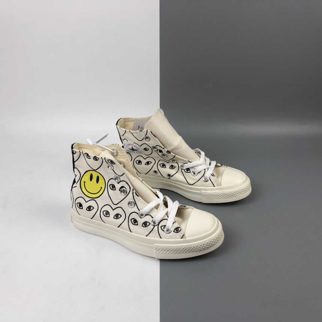 130 Converse x CDG Play x Smiley 2020匡威新款川久保玲笑脸联名日版限定款高帮板鞋 1CK811