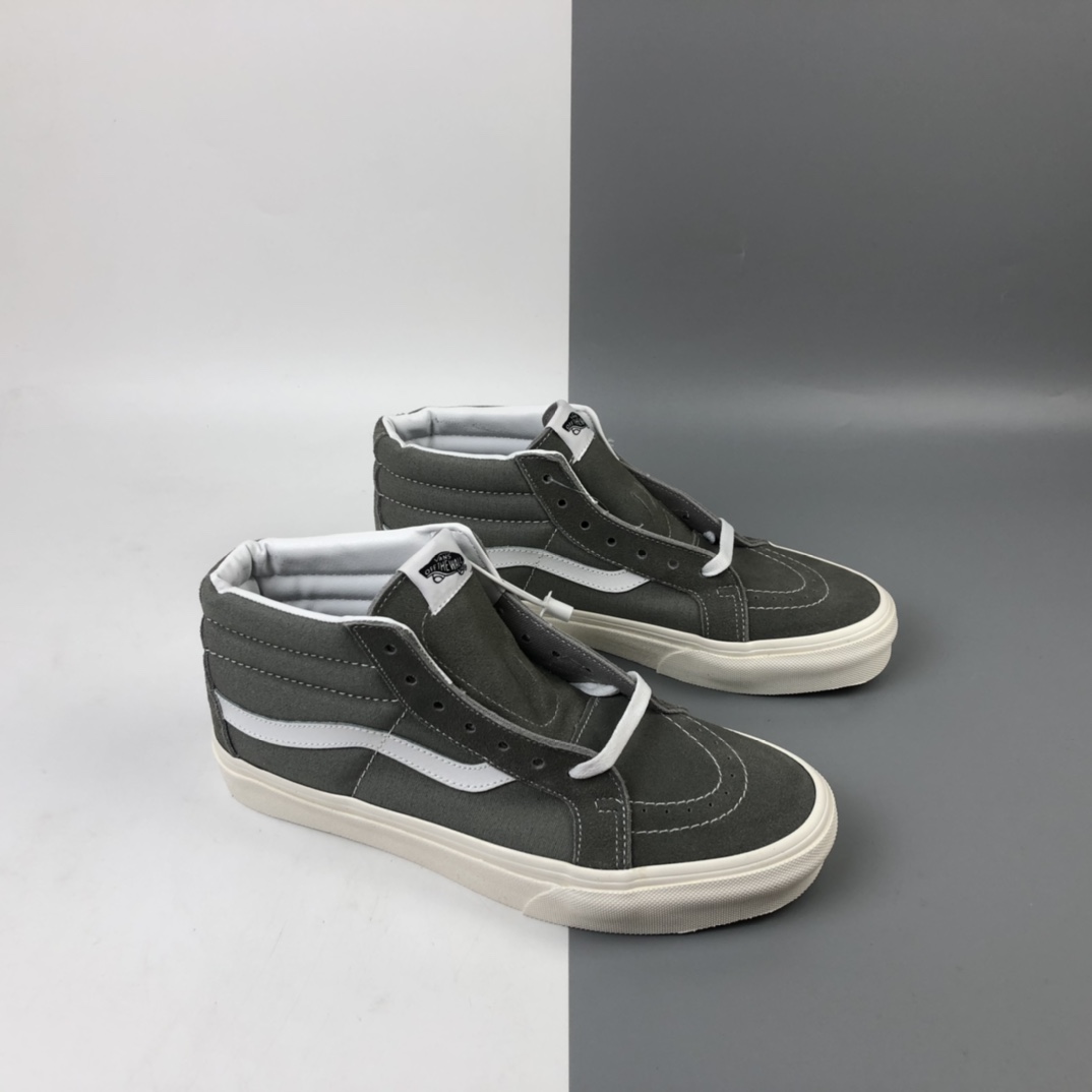 140 Vans Sk8-Mid 万斯经典款灰白色中帮休闲板鞋 VN0A4BV618P