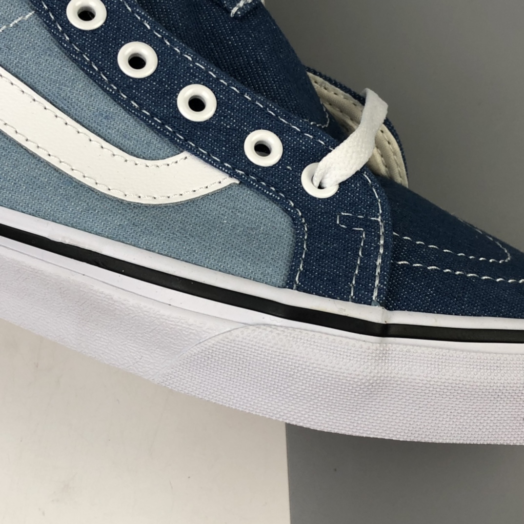 150 加绒款 Vans Sk8-Mid Reissue 牛仔帆布蓝中邦休闲板鞋 VN0A3MV8Q69