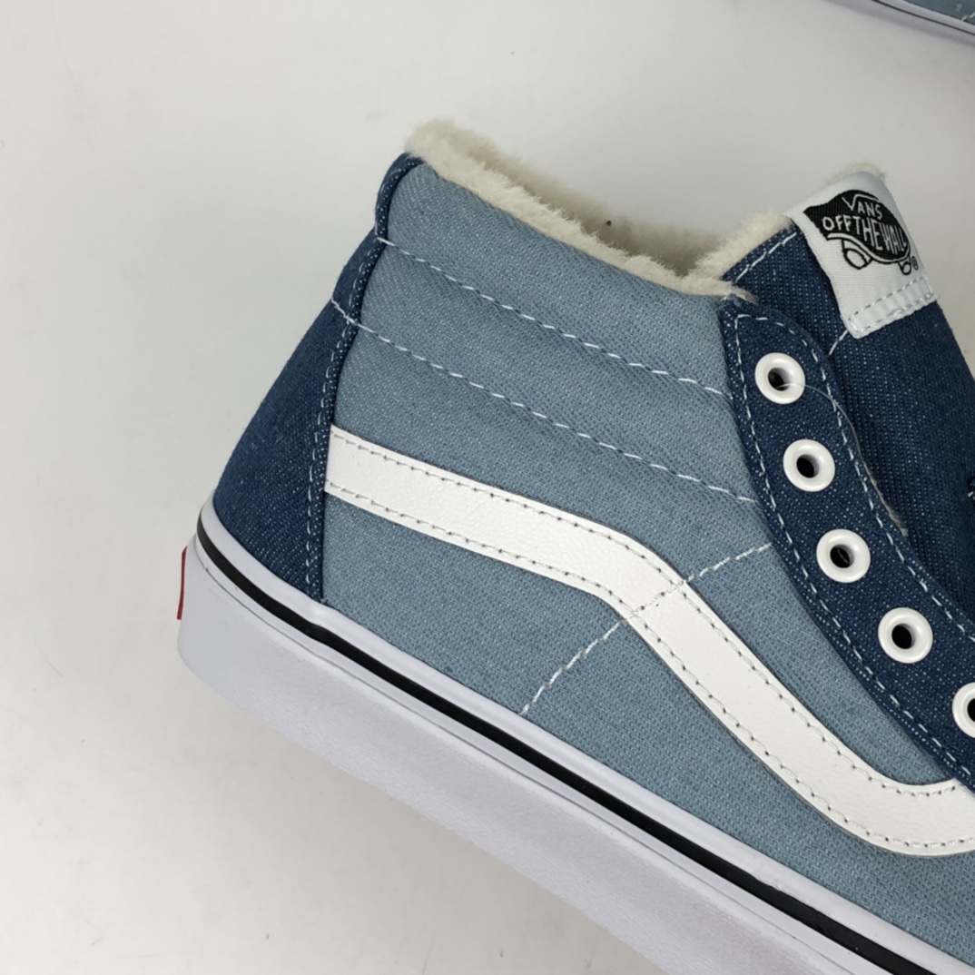 150 加绒款 Vans Sk8-Mid Reissue 牛仔帆布蓝中邦休闲板鞋 VN0A3MV8Q69