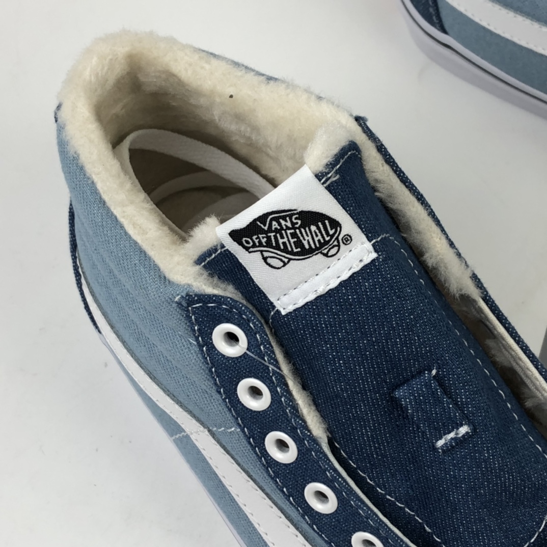 150 加绒款 Vans Sk8-Mid Reissue 牛仔帆布蓝中邦休闲板鞋 VN0A3MV8Q69