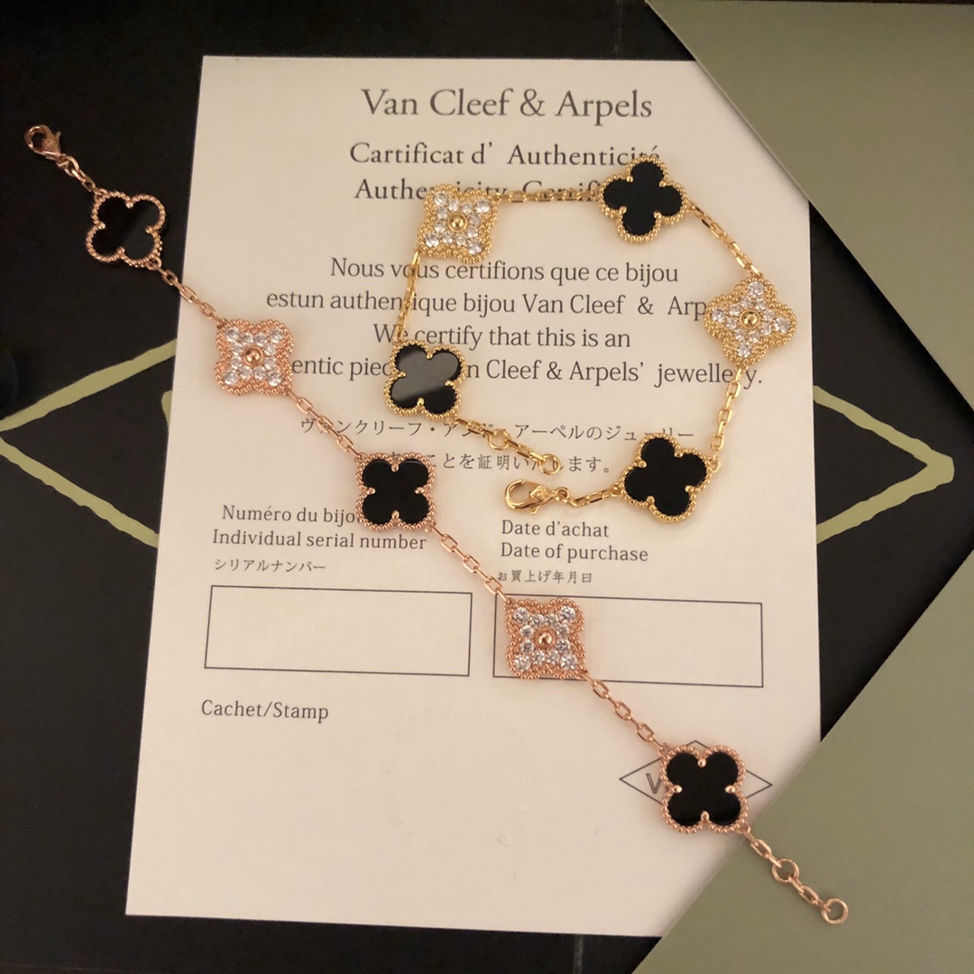 Van Cleef & Arpels Biżuteria Bransoletka Czarny Złoto Róża Różowe złoto