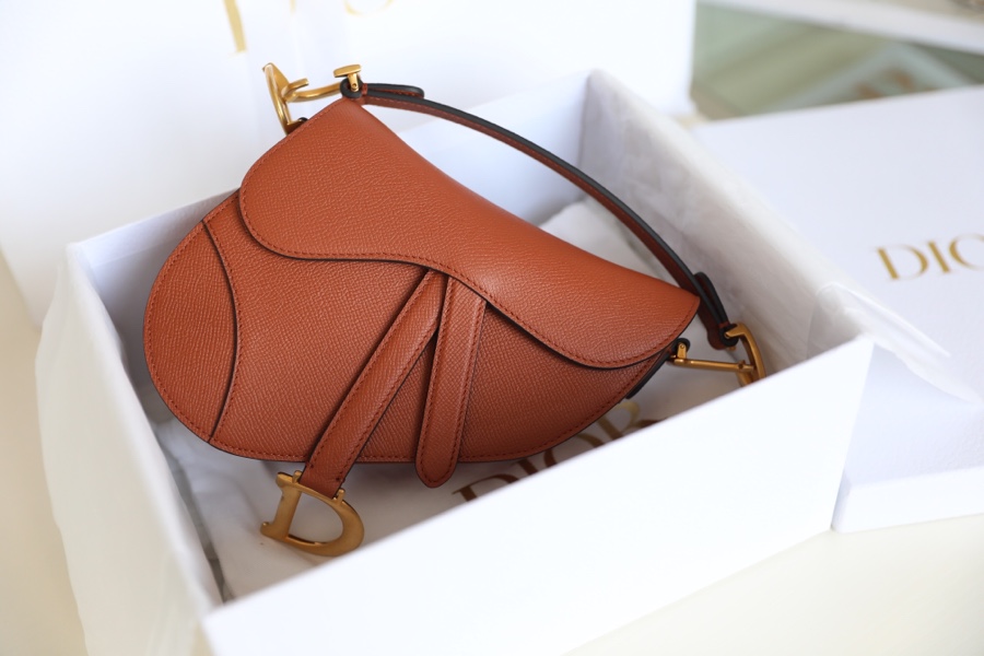 Dior Saddle Handbags Saddle Bags Gold Orange Red All Copper Cowhide Vintage