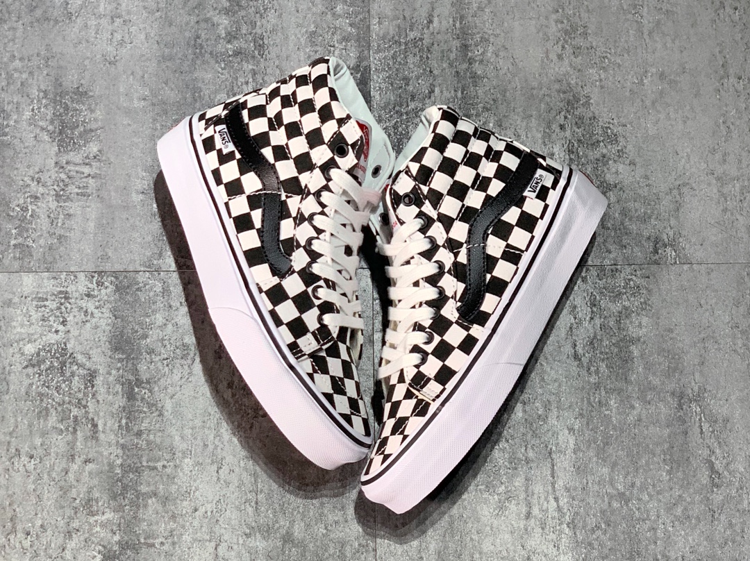 160 VANS SK8-HI TAPERED黑白棋盘格 高帮黑条硫化帆布板鞋VN0A4U165GU