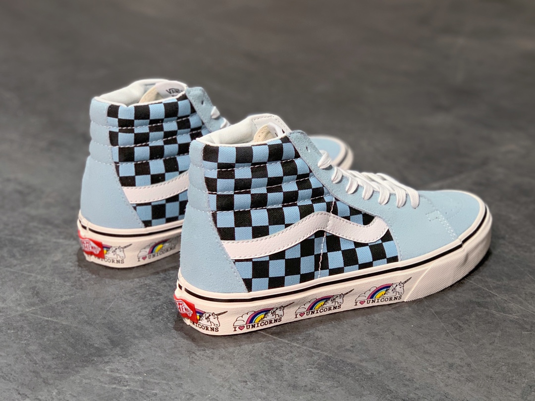 160 海外独家限量发售 Vans Sk8-Hi 高帮浅蓝独角兽复古板鞋