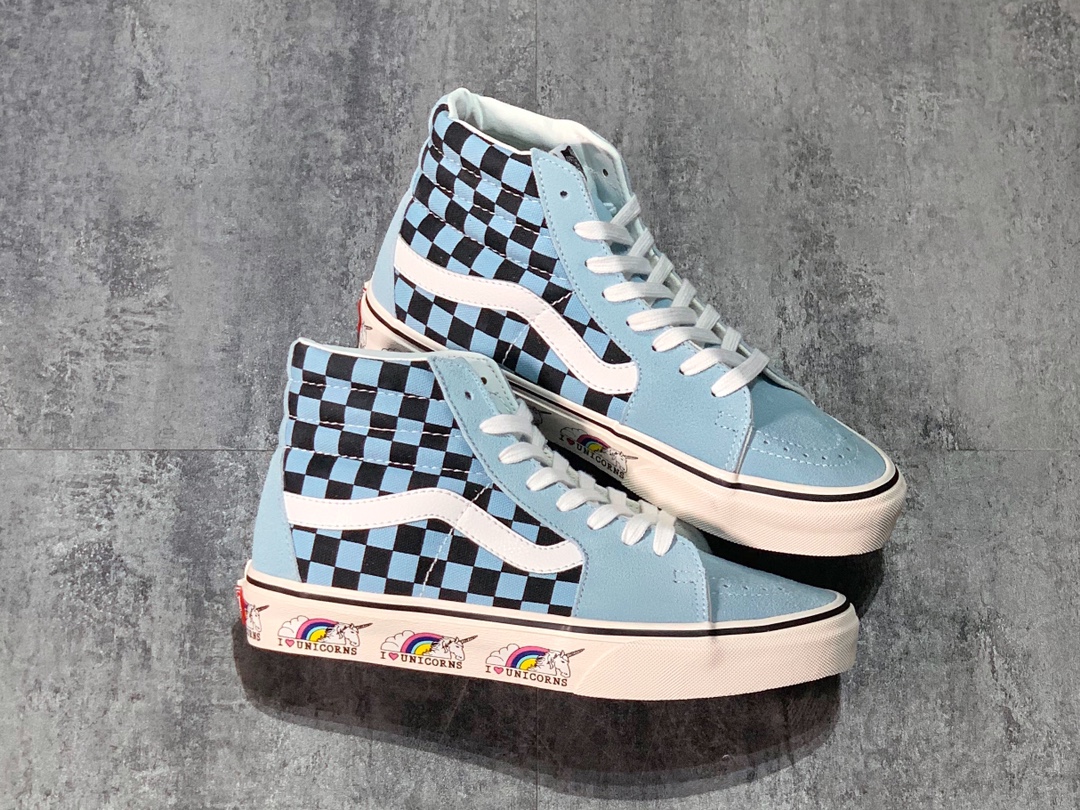 160 海外独家限量发售 Vans Sk8-Hi 高帮浅蓝独角兽复古板鞋