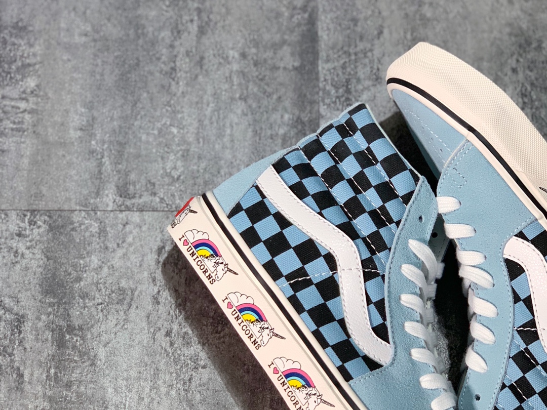 160 海外独家限量发售 Vans Sk8-Hi 高帮浅蓝独角兽复古板鞋