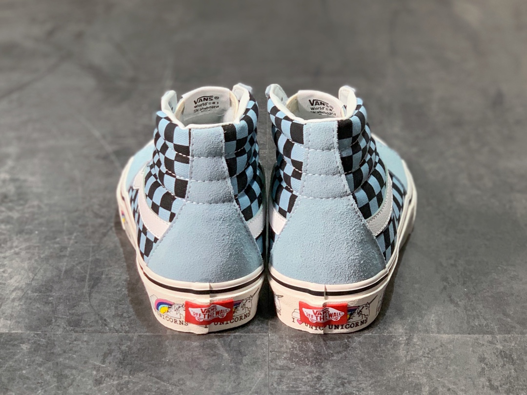 160 海外独家限量发售 Vans Sk8-Hi 高帮浅蓝独角兽复古板鞋
