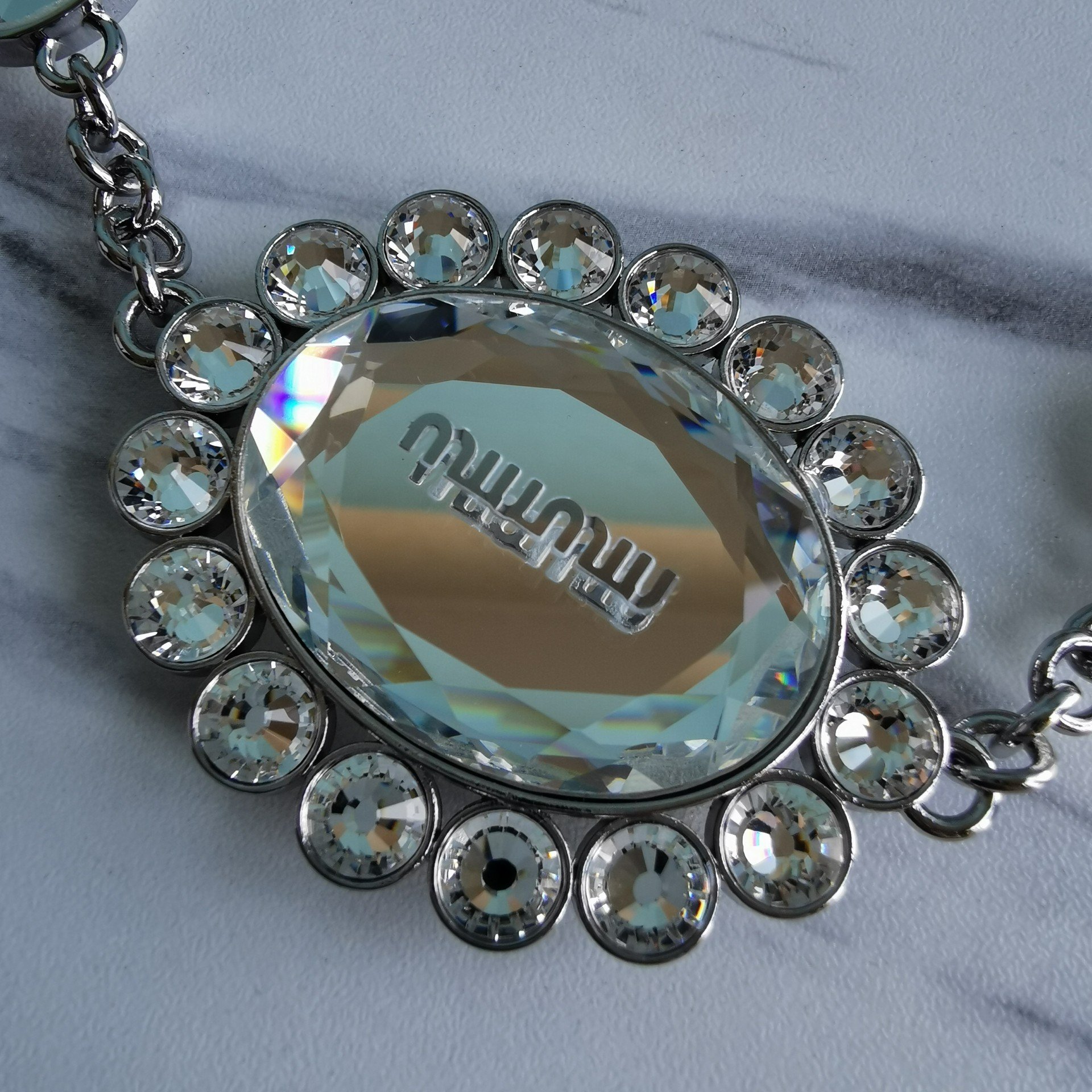 MIUMIU缪缪顶级进口CIoquel软羊皮新款水晶链钻包5BA067