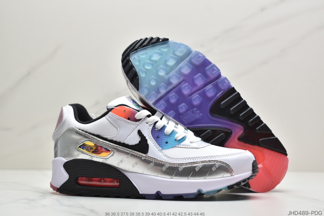 180耐克Nike Air Max 90”Have A Good Game“白银LOL电玩像素钩子””复古气垫百搭休闲运动慢跑鞋 DC0832-101