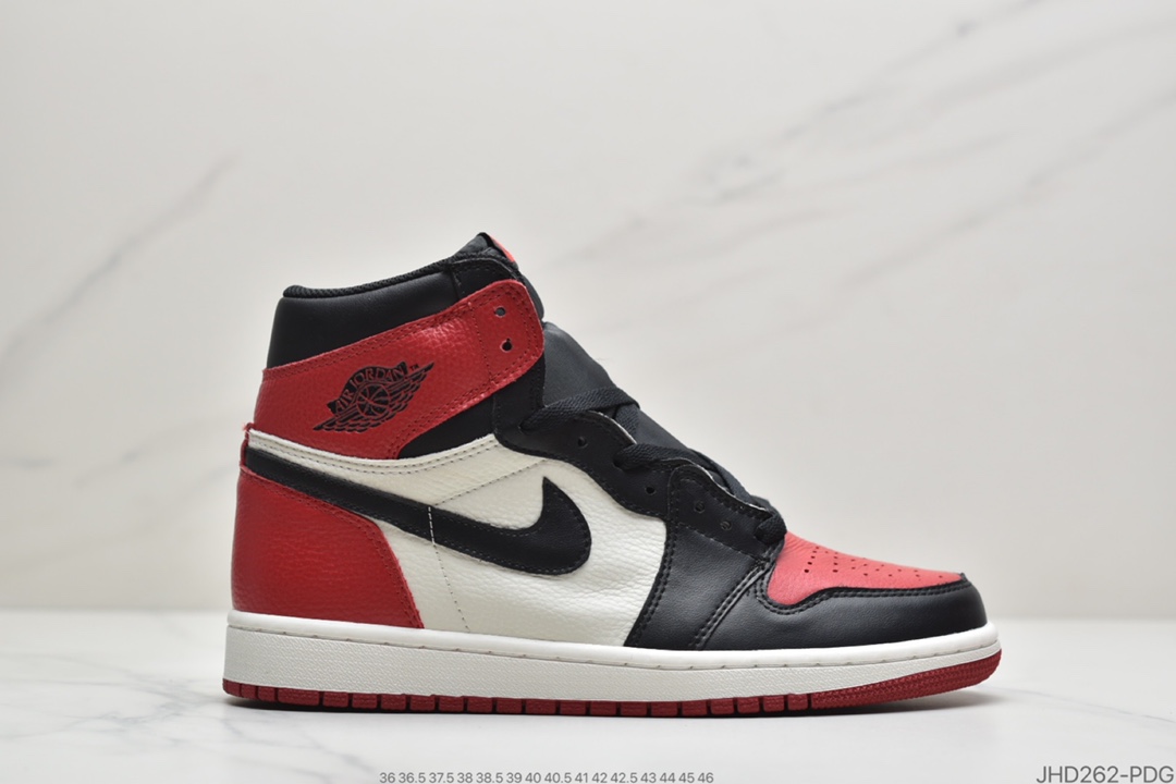 190 公司级耐克Air Jordan 1 Retro OG”Bred Toe”AJ1代经典复古经典高帮百搭文化篮球鞋“黑红脚趾”555088-610