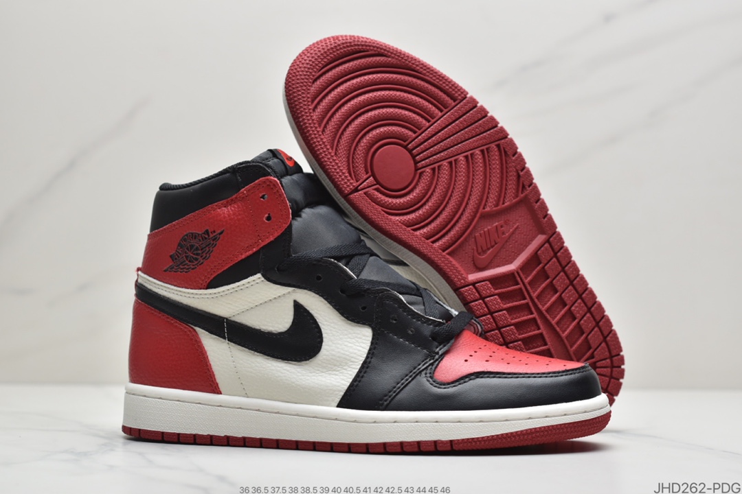 190 公司级耐克Air Jordan 1 Retro OG”Bred Toe”AJ1代经典复古经典高帮百搭文化篮球鞋“黑红脚趾”555088-610