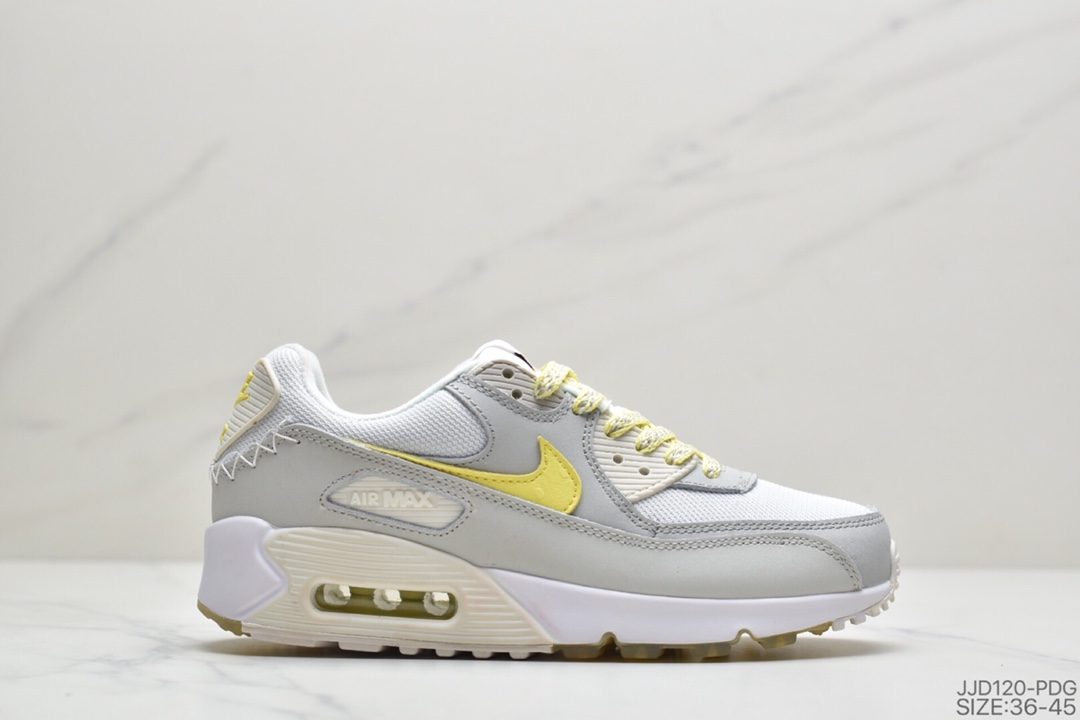 130 真标耐克 AIR MAX90 跑步鞋皮面透气气垫跑鞋休闲运动鞋
