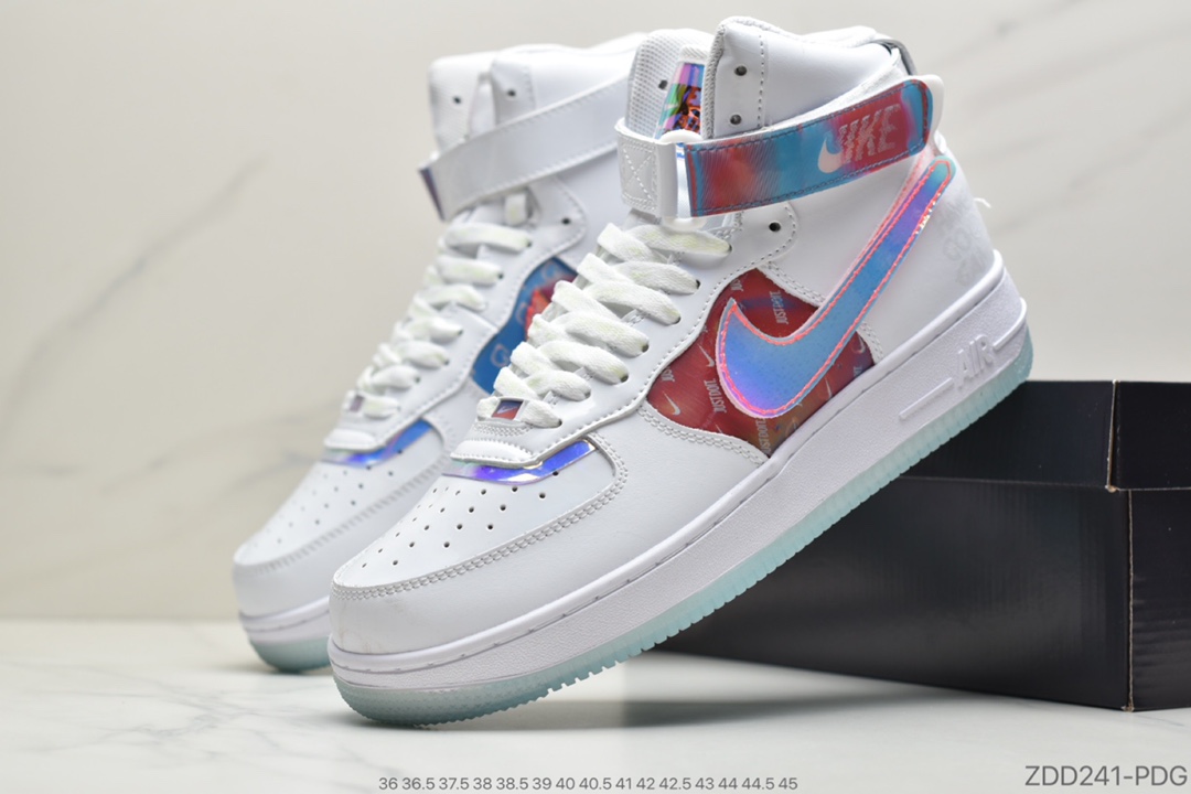 220 公司级有夜光鞋带Air Force 1 空军高帮板鞋 英雄联盟电玩炫彩镭射DC2111-191