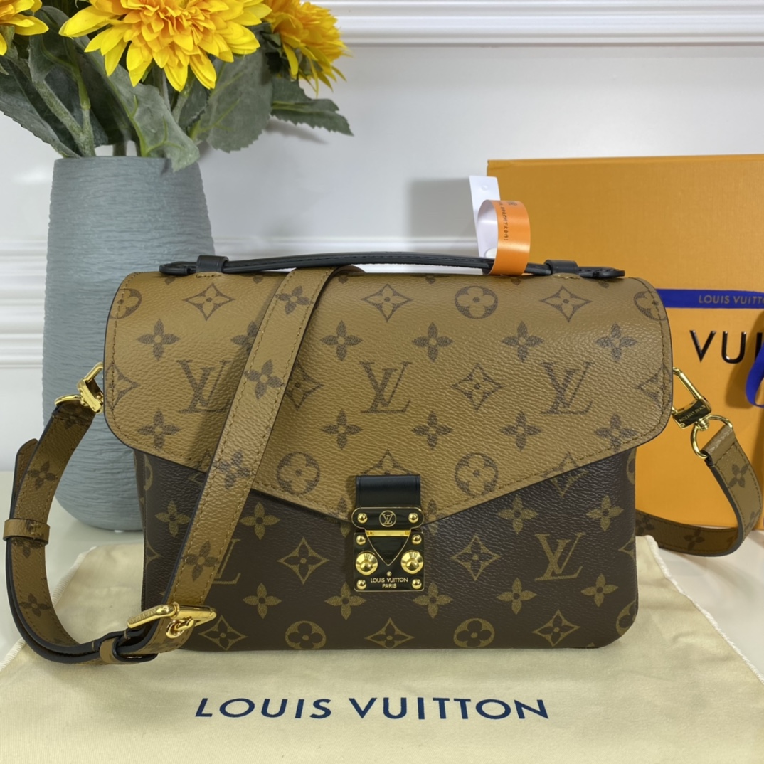 Louis Vuitton LV Pochette MeTis Handbags Messenger Bags Buy best quality Replica
 Brown Dark Gold Yellow Monogram Canvas Cowhide M41465