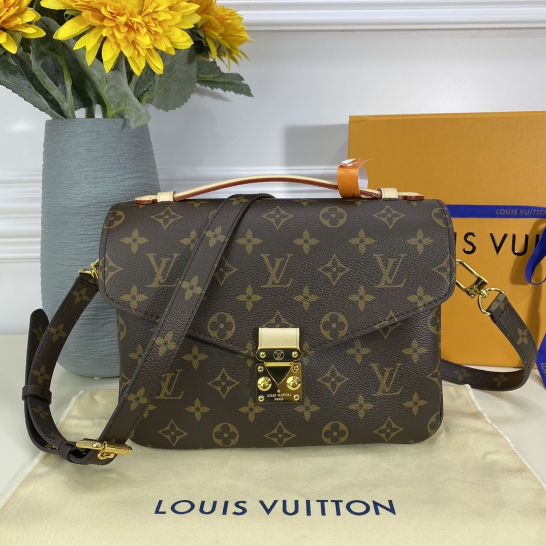 Louis Vuitton LV Pochette MeTis Handbags Messenger Bags Brown Dark Gold Yellow Monogram Canvas Cowhide M40780