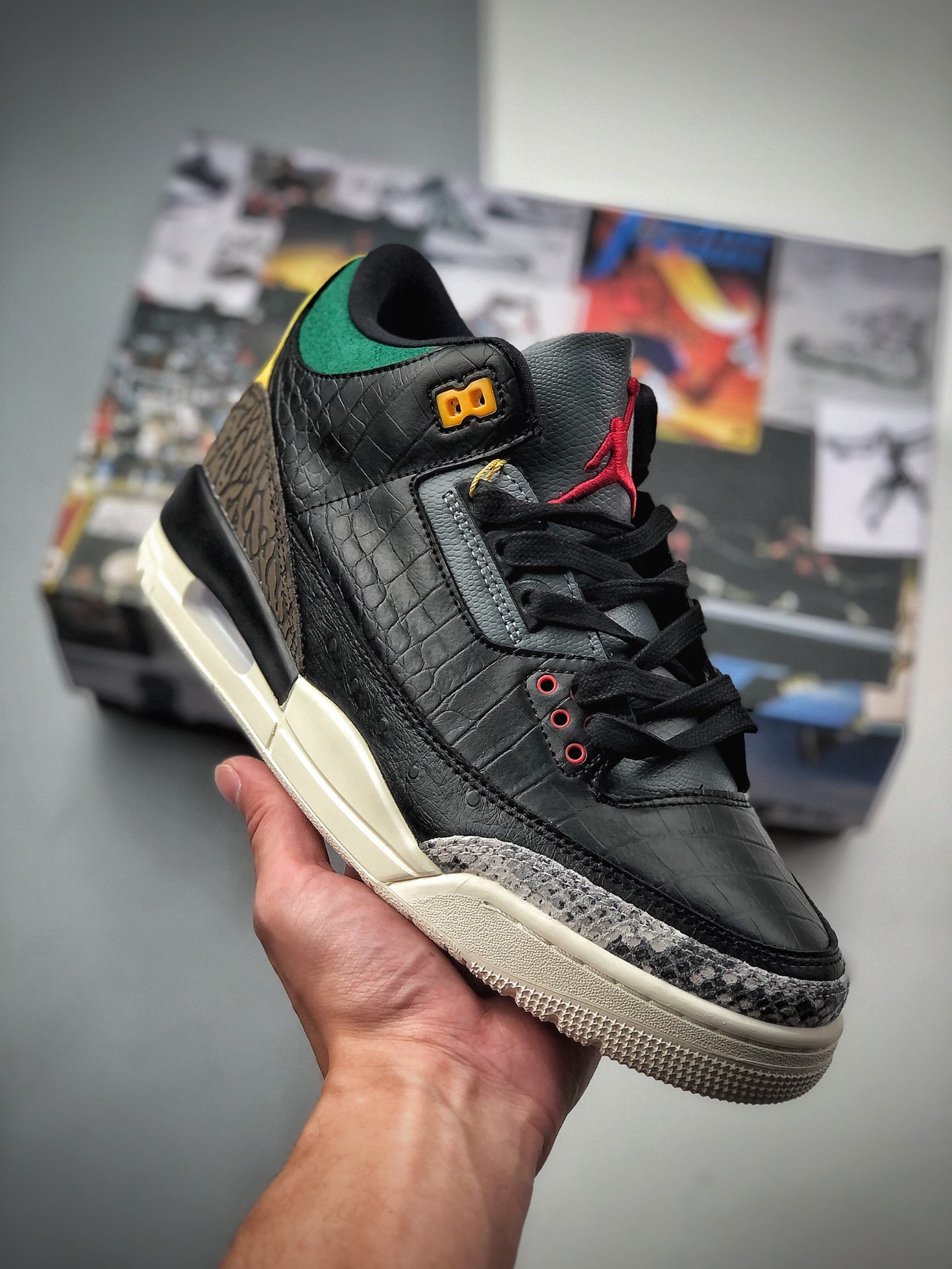 Air Jordan 3 Retro SE "Animal Instinct 2.0" Animal Negro Amarillo Grietas AJ3 Jordan 3 aj3乔3 Negro Amarillo S…