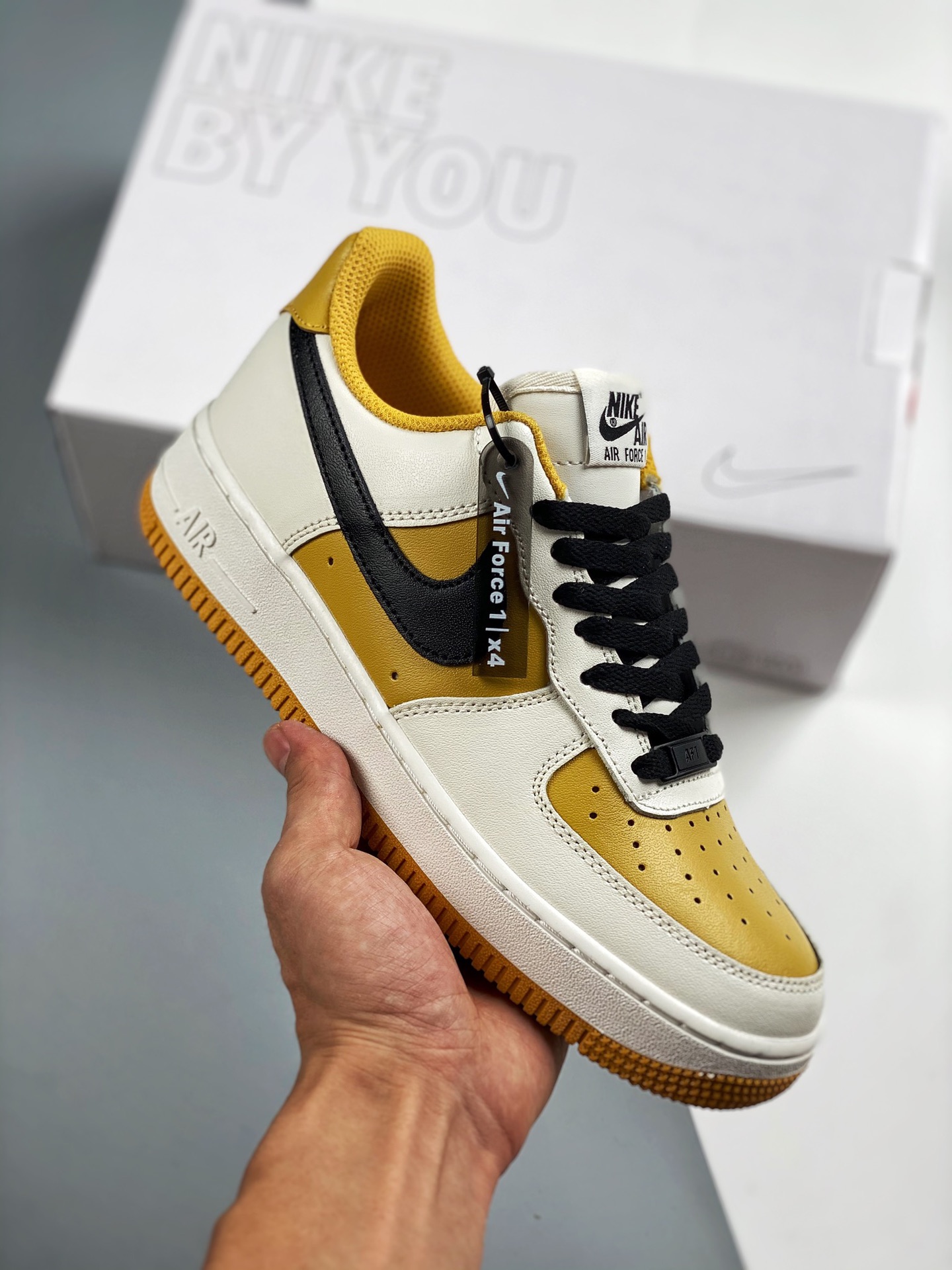 Air Force1 '07 Off-White Black Yellow original last and original cardboard, authentic Air Force silhouette #Focus on fo…
