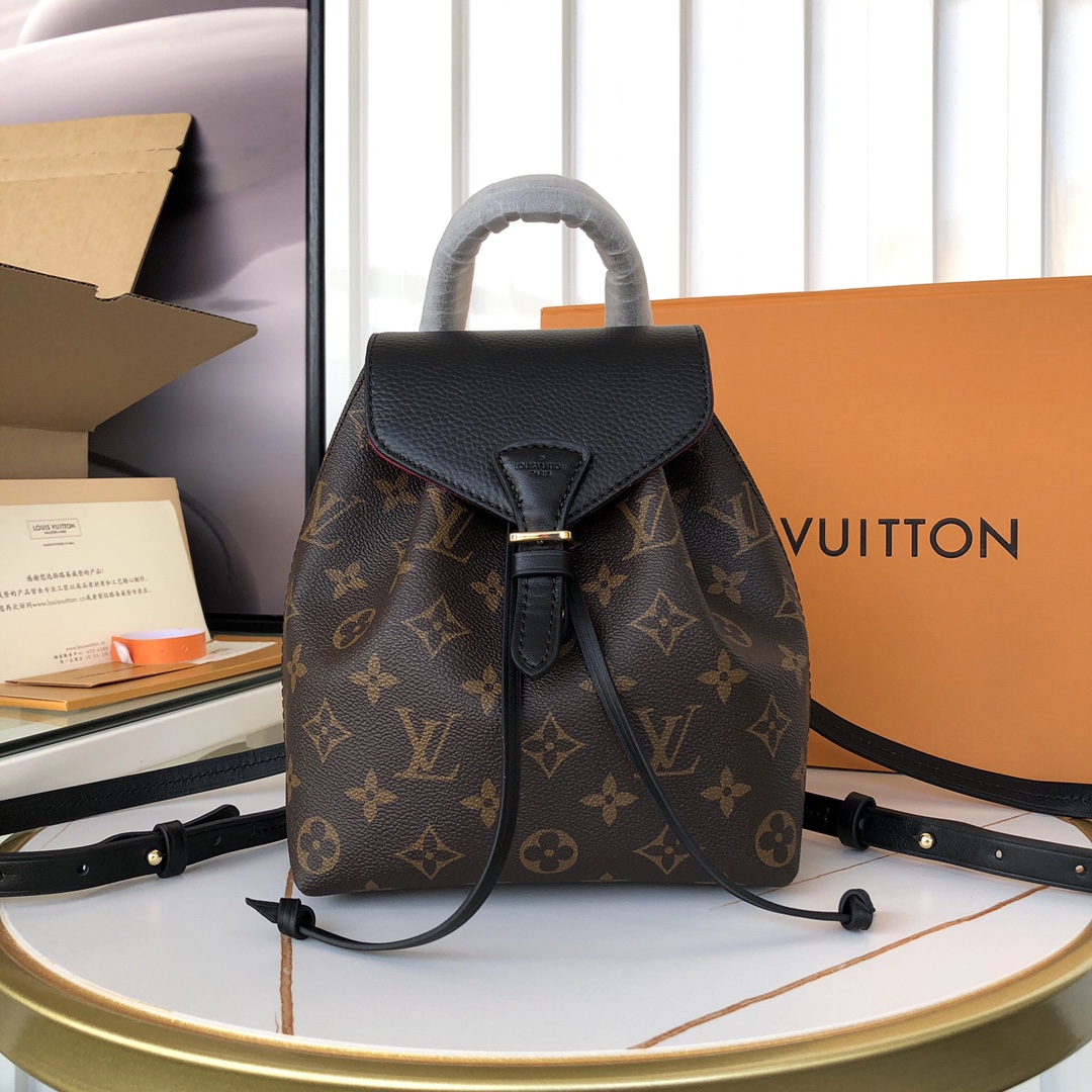Louis Vuitton LV Montsouris Bags Backpack Monogram Canvas Calfskin Cowhide Fabric Winter Collection M45516