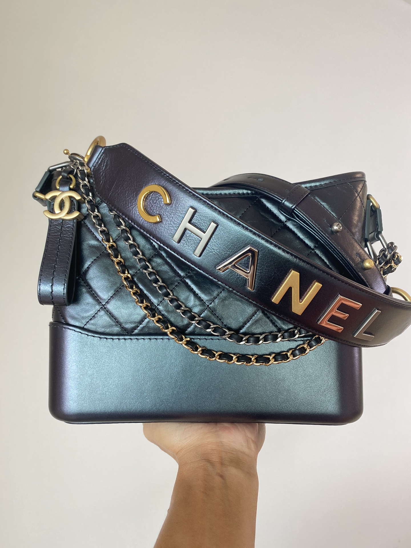 brandnamebymumucartoon กระเปา New Chanel Gabrielle Hobo Bag Crocodile  Embossed in Black  Shopee Thailand