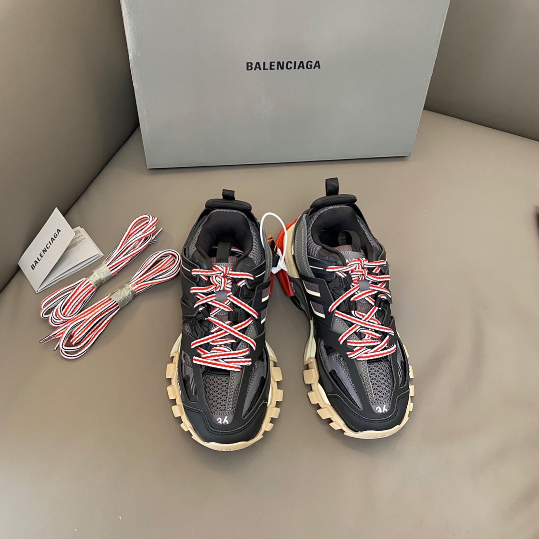 Balenciaga negro y rojo · Balenciaga 2021ss nuevo color Track 3.0 zapatos para papá de tercera generación, zapatos depo…